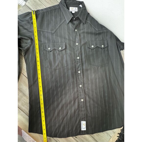 Panhandle Slim Retro Western Men’s XL Pearl Snap Black Button Gray Striped Shirt - Picture 10 of 10